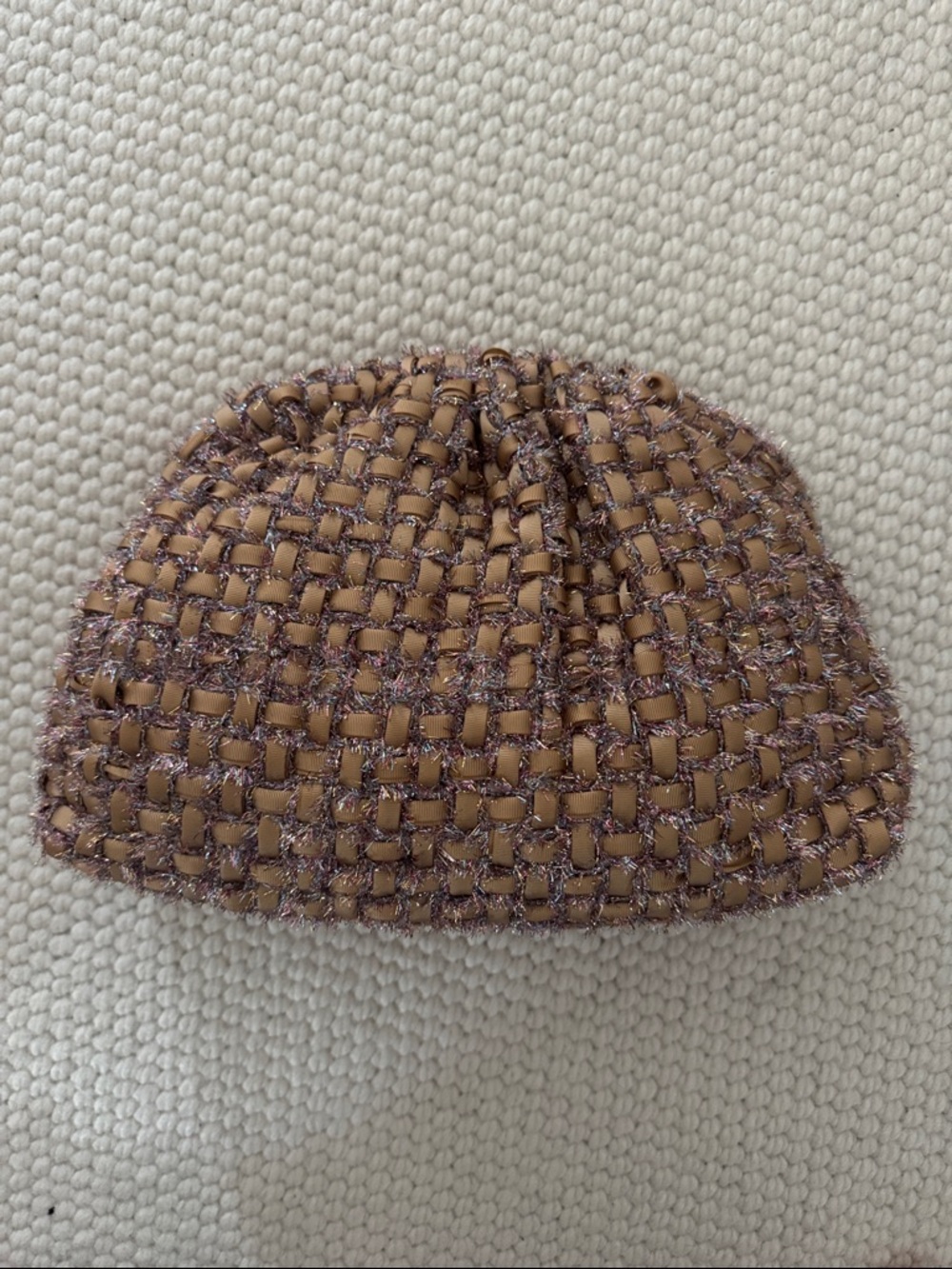 Maria La Rosa Woven Tan Clutch Bag